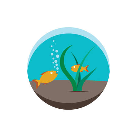 aquarium underwater fish and plants illustrationのイラスト素材