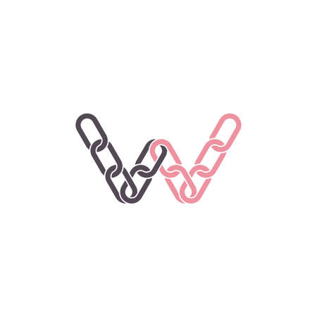 connection link letter w chain vectorのイラスト素材
