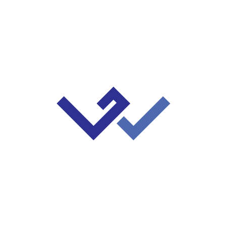 blue geometric letter w signのイラスト素材