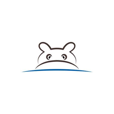 hippo line icon vector sign elementのイラスト素材