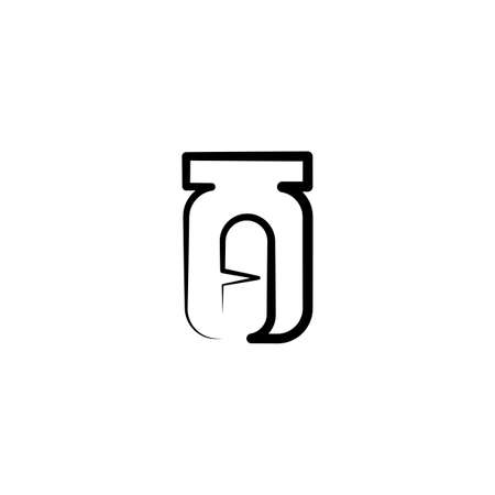 bottle with capsule pill illustration iconのイラスト素材