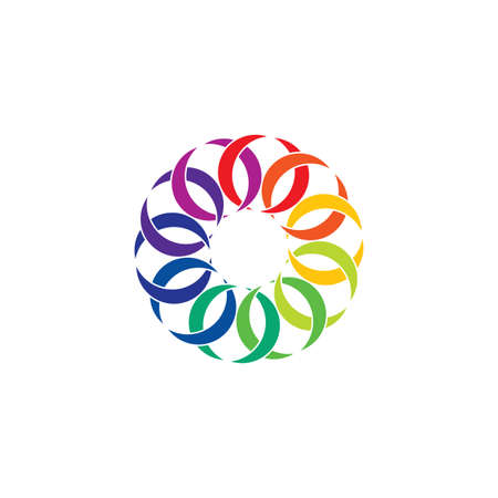 colorful rainbow link circle chain vector designのイラスト素材