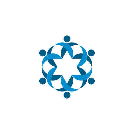 blue people team round logo vectorのイラスト素材