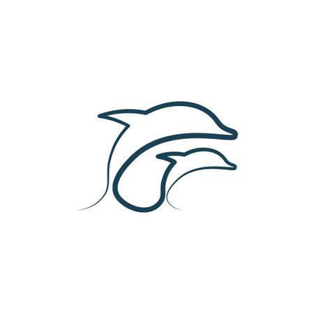 dolphins line icon vector illustrationのイラスト素材