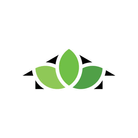 house and leaves logo icon symbolのイラスト素材