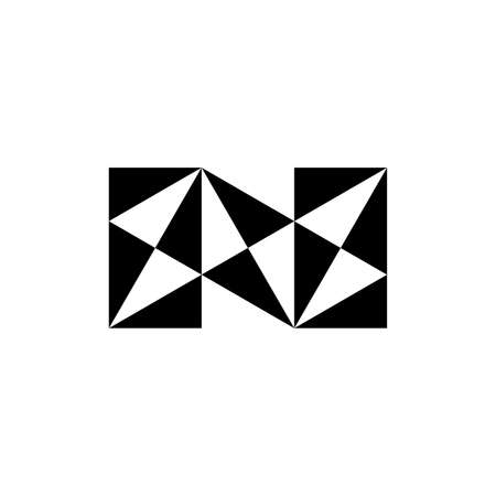 letter n geometric black triangles logo iconのイラスト素材