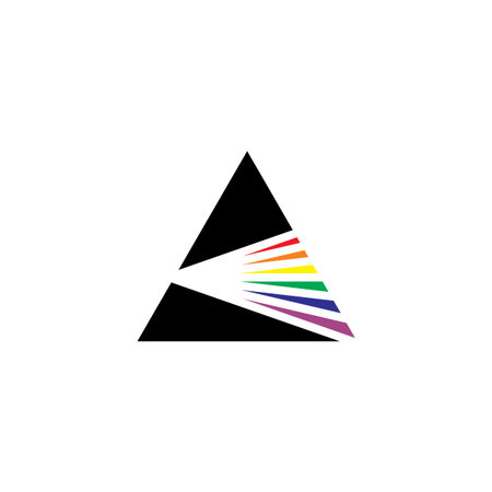 glass prism light spectrum dispersion logo icon vector