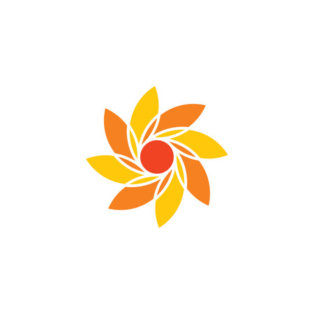 abstract orange marigold flower logo icon symbol designのイラスト素材