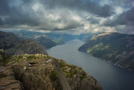 fjord preikenstolen in Norwegian national park, top viewの写真素材