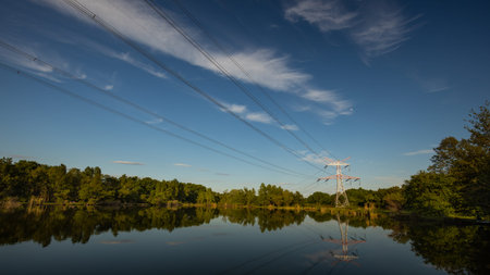 long-distance power grid across untouched land