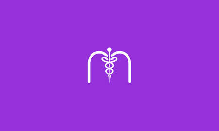 Initial Letter M incorporated with Caduceus Medical Logo Designのイラスト素材