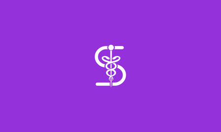 Initial Letter S incorporated with Caduceus Medical Logo Designのイラスト素材