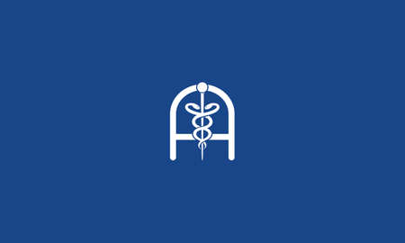 Initial Letter A incorporated with Caduceus Medical Logo Designのイラスト素材