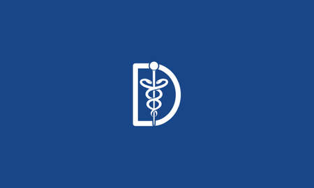 Initial Letter D incorporated with Caduceus Medical Logo Designのイラスト素材