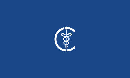 Initial Letter C incorporated with Caduceus Medical Logo Designのイラスト素材