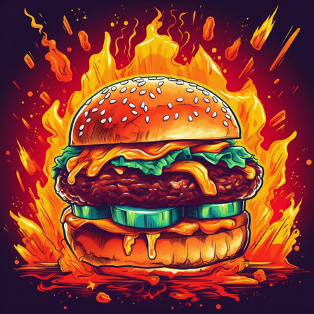 Burger illustration for Celebrating National Hamburger Day!の素材