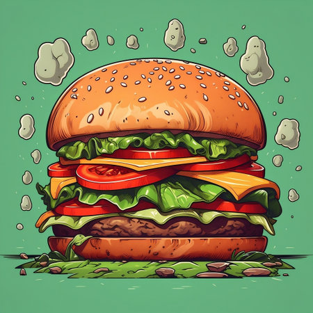 Burger illustration for Celebrating National Hamburger Day!の素材