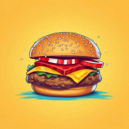 Burger illustration for Celebrating National Hamburger Day!の素材