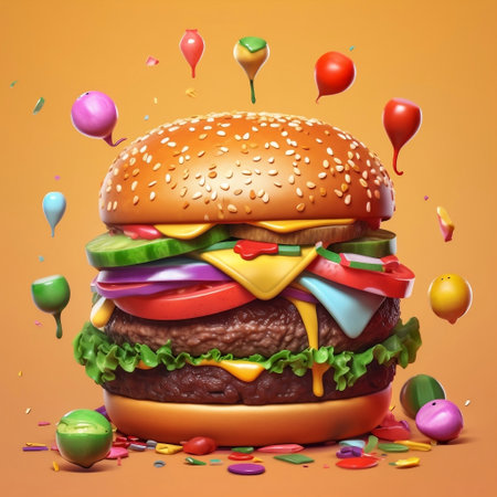 Burger illustration for Celebrating National Hamburger Day!の素材