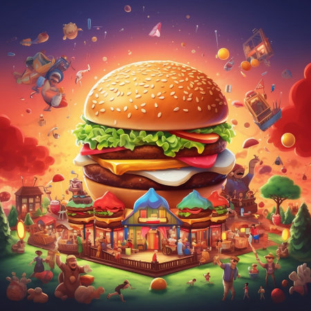 Burger illustration for Celebrating National Hamburger Day!の素材