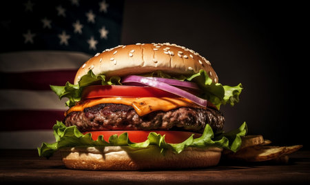 Burger illustration for Celebrating National Hamburger Day!の素材
