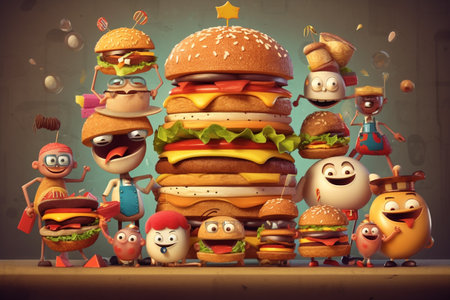 Burger illustration for Celebrating National Hamburger Day!の素材