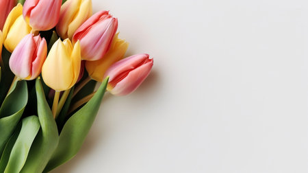 Tulip Flowers on White Background Generative AIの素材