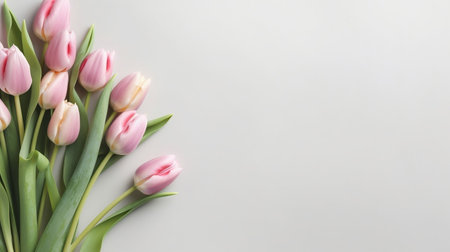 Tulip Flowers on White Background Generative AIの素材
