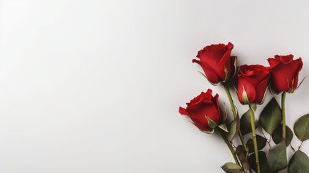 Red Roses on White Background Generative AIの素材