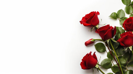 Red Roses on White Background Generative AIの素材