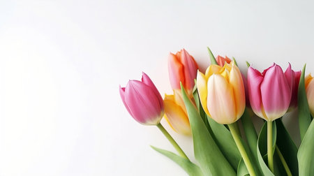 Tulip Flowers on White Background Generative AIの素材
