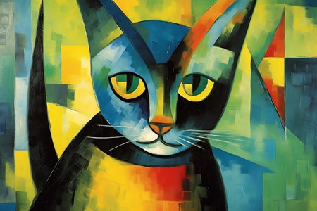 Abstract Picasso Cat: Posing for Portrait Generative AIの素材