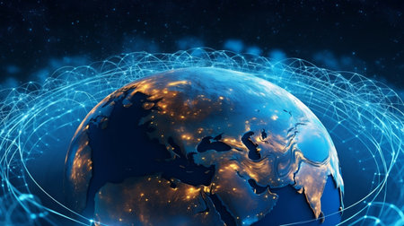 Future Technology: Connection Lines on Earth's Surface Generative AIの素材