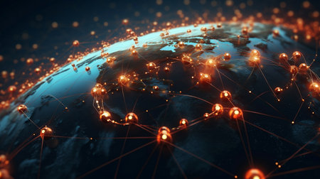 Future Technology: Connection Lines on Earth's Surface Generative AIの素材