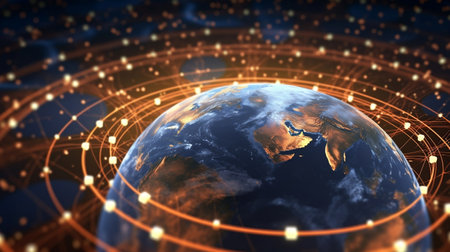Future Technology: Connection Lines on Earth's Surface Generative AIの素材