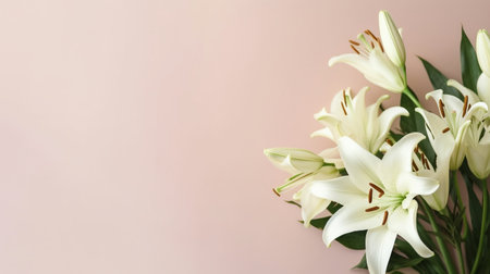 Lily Flowers: Pastel Background Generative AIの素材