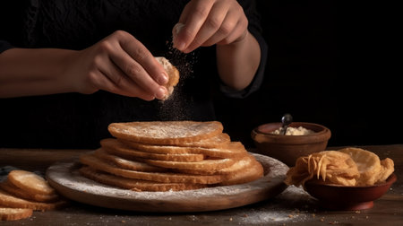Person Adding Sugar on Tortas Fritas Realistic Food Illustrationの素材