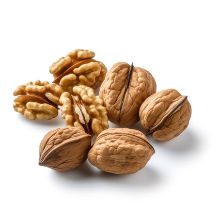 Closeup Walnut Photography on Plain Backgroundの素材