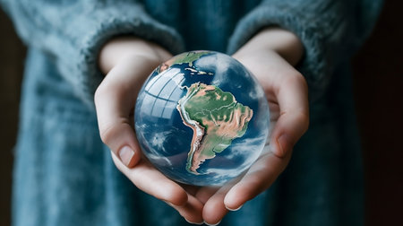 Loving Nature Hand Holding on Earth Day AIの素材