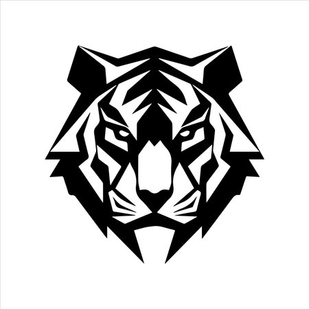 Tiger head Icon Logo Black and whiteのイラスト素材