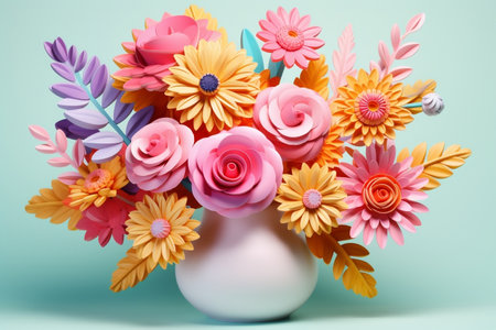 Botanical Arrangement 3D Flower Banner Illustration. Generative AIの素材