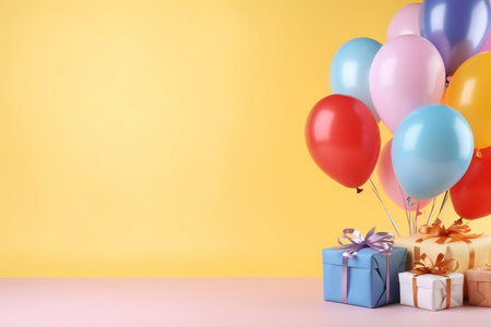 Vibrant Balloon Bundle with Gift Box. Generative AIの素材