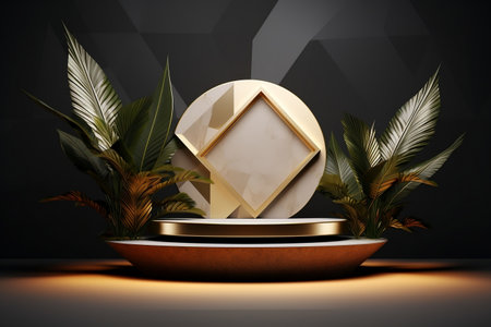 Low Poly Product Display Podium Scene. Generative AIの素材