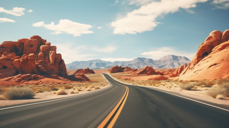 Driving View of road on USA Red mountains path.の素材