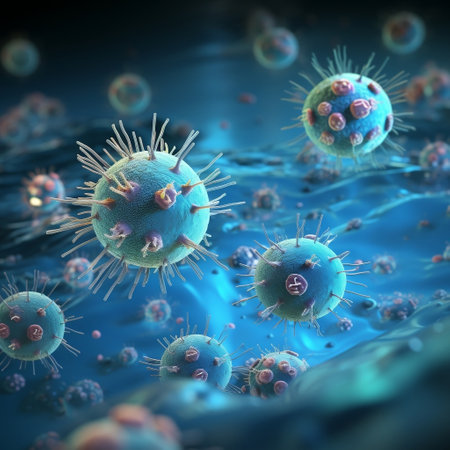 Bacteria Virus Microscopic image close up 3D render.の素材