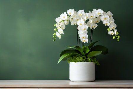Exquisite Tropical White Phalaenopsis Orchid in a Glass. Generative AIの素材