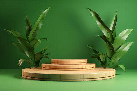 Low Poly 3D Product Display Podium Scene. Generative AIの素材