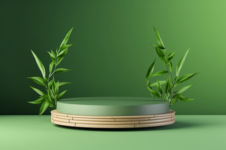 Low Poly 3D Product Display Podium Scene. Generative AIの素材