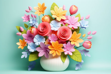 Botanical Arrangement 3D Banner with Flowers Illustration. Generative AIの素材