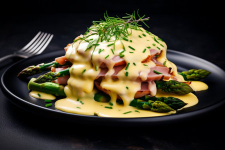 Delectable Asparagus Delight: Potatoes, Ham, and More. Generative AIの素材